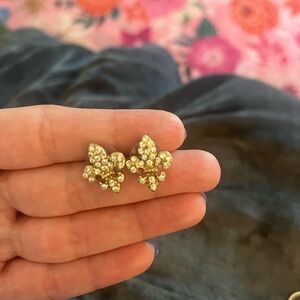 Elegant Fleur De Lis Gold Stud Earrings